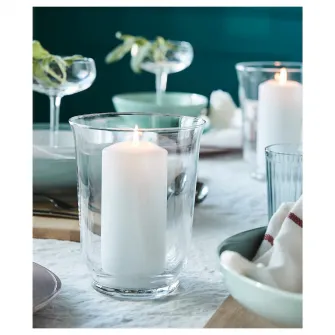 IKEA POMP Vaza/suport lumanare, sticla transparenta, 18 cm