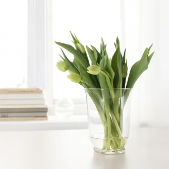 IKEA POMP Vaza/suport lumanare, sticla transparenta, 18 cm