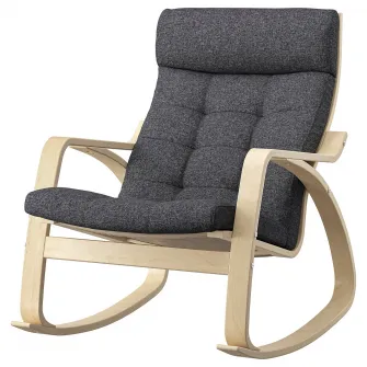 IKEA POÄNG Balansoar, furnir mesteacan/Gunnared gri inchis