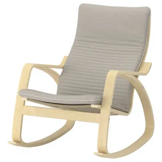 IKEA POÄNG Balansoar, furnir mesteacan/Knisa bej deschis