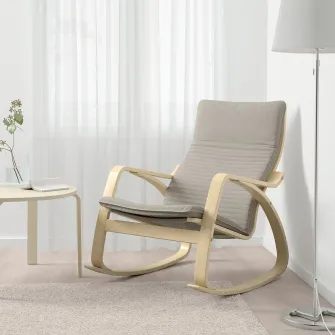 IKEA POÄNG Balansoar, furnir mesteacan/Knisa bej deschis