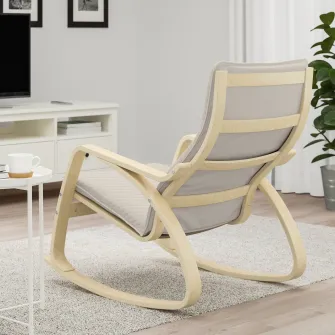 IKEA POÄNG Balansoar, furnir mesteacan/Knisa bej deschis
