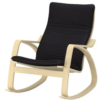 IKEA POÄNG Balansoar, furnir mesteacan/Knisa negru