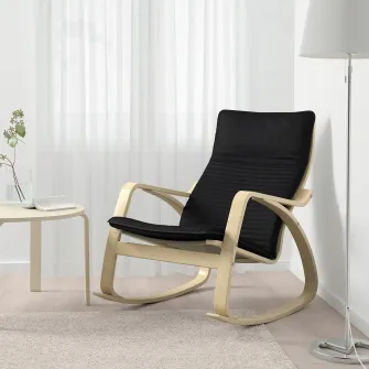IKEA POÄNG Balansoar, furnir mesteacan/Knisa negru