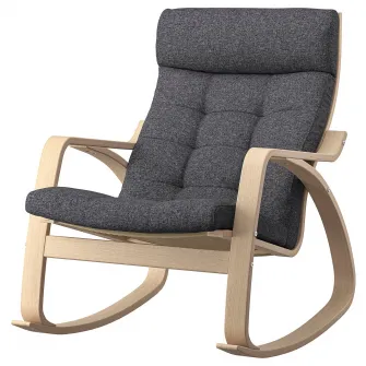 IKEA POÄNG Balansoar, furnir stejar alb/Gunnared gri inchis