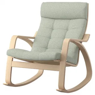 IKEA POÄNG Balansoar, furnir stejar alb/Gunnared verde deschis