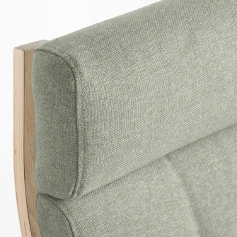 IKEA POÄNG Balansoar, furnir stejar alb/Gunnared verde deschis