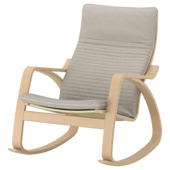 IKEA POÄNG Balansoar, furnir stejar alb/Knisa bej deschis