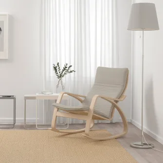IKEA POÄNG Balansoar, furnir stejar alb/Knisa bej deschis