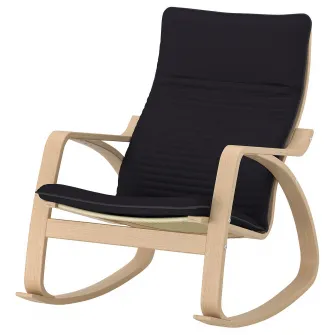 IKEA POÄNG Balansoar, furnir stejar alb/Knisa negru