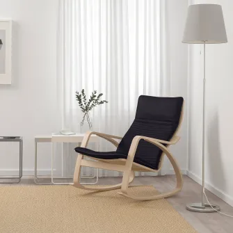 IKEA POÄNG Balansoar, furnir stejar alb/Knisa negru