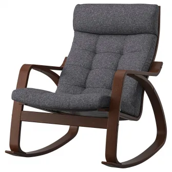 IKEA POÄNG Balansoar, maro/Gunnared gri inchis
