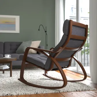 IKEA POÄNG Balansoar, maro/Gunnared gri inchis