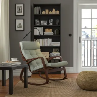 IKEA POÄNG Balansoar, maro/Gunnared verde deschis