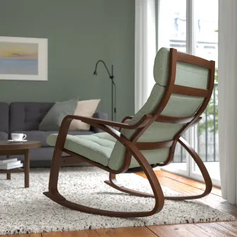 IKEA POÄNG Balansoar, maro/Gunnared verde deschis