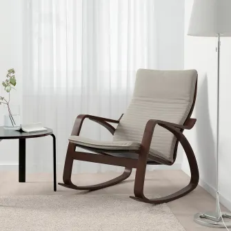 IKEA POÄNG Balansoar, maro/Knisa bej deschis