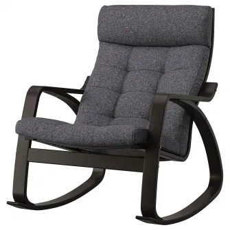 IKEA POÄNG Balansoar, negru-maro/Gunnared gri inchis