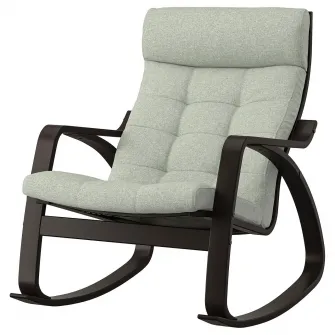 IKEA POÄNG Balansoar, negru-maro/Gunnared verde deschis