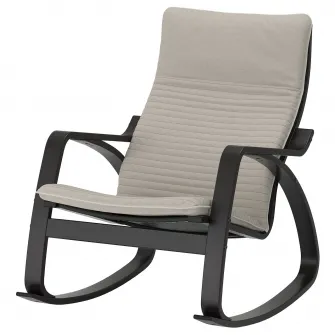 IKEA POÄNG Balansoar, negru-maro/Knisa bej deschis