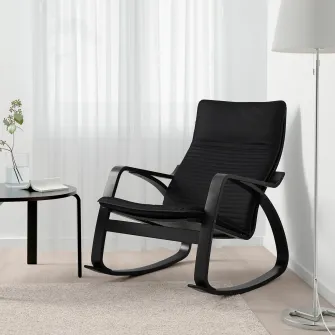 IKEA POÄNG Balansoar, negru-maro/Knisa negru