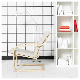 IKEA POÄNG Fotoliu cu spatar jos, natur/bej/Katorp natur/bej