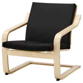 IKEA POÄNG Fotoliu cu spatar jos, natur/bej/Vissle negru