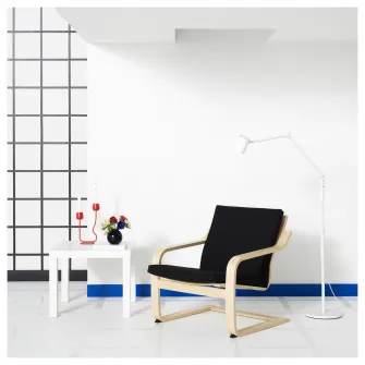 IKEA POÄNG Fotoliu cu spatar jos, natur/bej/Vissle negru