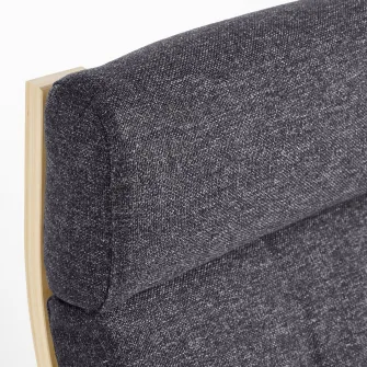 IKEA POÄNG Fotoliu, furnir mesteacan/Gunnared gri inchis