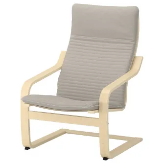 IKEA POÄNG Fotoliu, furnir mesteacan/Knisa bej deschis