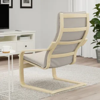 IKEA POÄNG Fotoliu, furnir mesteacan/Knisa bej deschis