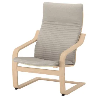 IKEA POÄNG Fotoliu, furnir stejar alb/Knisa bej deschis