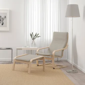 IKEA POÄNG Fotoliu, furnir stejar alb/Knisa bej deschis