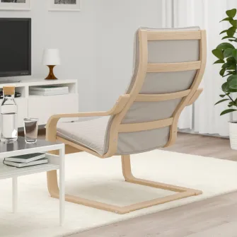 IKEA POÄNG Fotoliu, furnir stejar alb/Knisa bej deschis