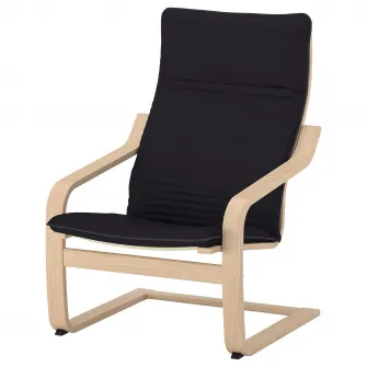 IKEA POÄNG Fotoliu, furnir stejar alb/Knisa negru