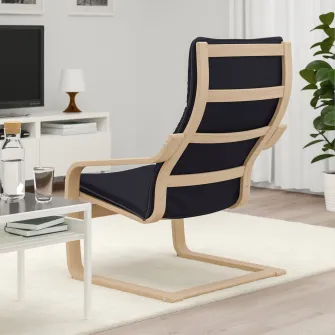 IKEA POÄNG Fotoliu, furnir stejar alb/Knisa negru