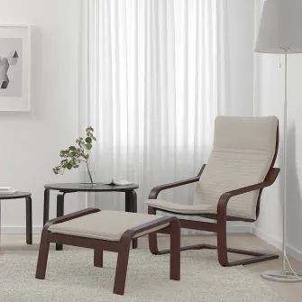 IKEA POÄNG Fotoliu, maro/Knisa bej deschis