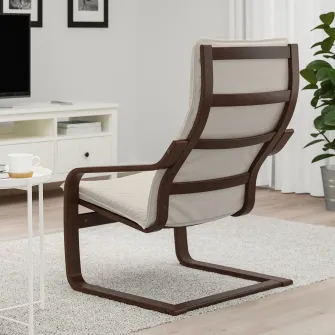 IKEA POÄNG Fotoliu, maro/Knisa bej deschis