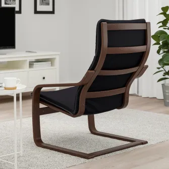 IKEA POÄNG Fotoliu, maro/Knisa negru