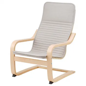 IKEA POÄNG Fotoliu pentru copii, furnir mesteacan/Knisa bej deschis