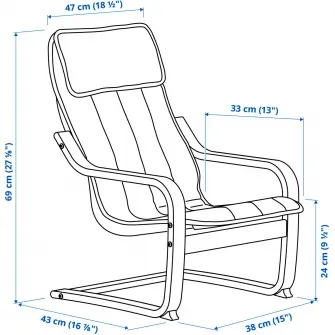 IKEA POÄNG Fotoliu pentru copii, furnir mesteacan/Ulvsby buline
