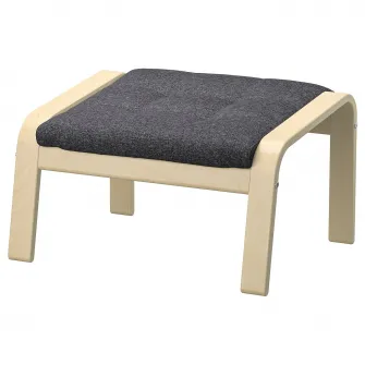 IKEA POÄNG Taburet, furnir mesteacan/Gunnared gri inchis