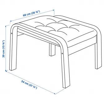 IKEA POÄNG Taburet, furnir mesteacan/Gunnared gri inchis