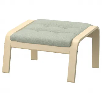 IKEA POÄNG Taburet, furnir mesteacan/Gunnared verde deschis