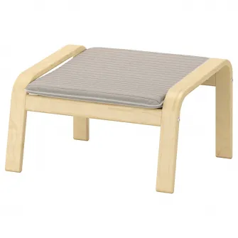 IKEA POÄNG Taburet, furnir mesteacan/Knisa bej deschis