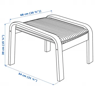 IKEA POÄNG Taburet, furnir mesteacan/Knisa bej deschis