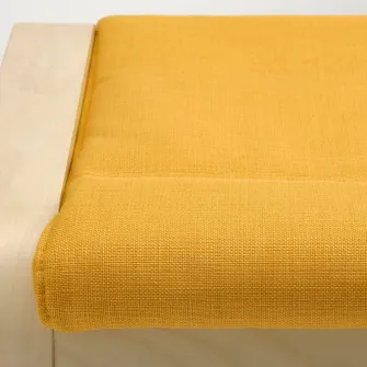 IKEA POÄNG Taburet, furnir mesteacan/Skiftebo galben