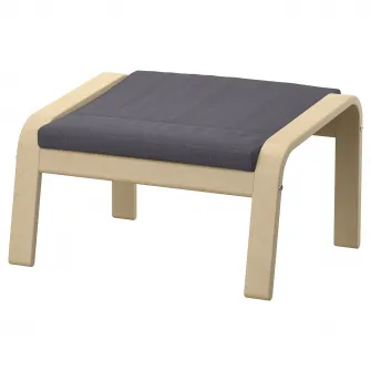 IKEA POÄNG Taburet, furnir mesteacan/Skiftebo gri inchis
