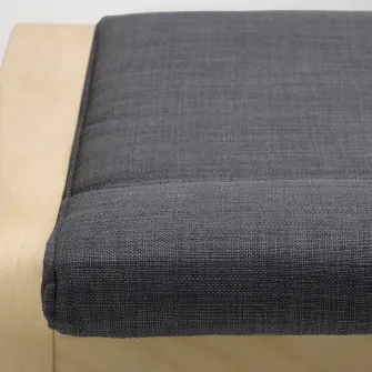 IKEA POÄNG Taburet, furnir mesteacan/Skiftebo gri inchis