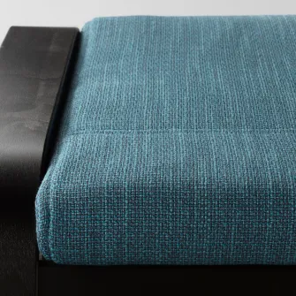 IKEA POÄNG Taburet, negru-maro/Hillared albastru inchis