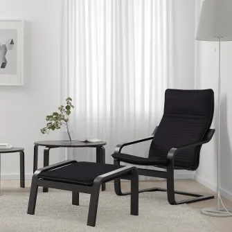 IKEA POÄNG Taburet, negru-maro/Knisa negru